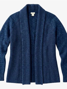 L.L. Bean Deep Blue Ribbed Shawl-Collar Cardigan